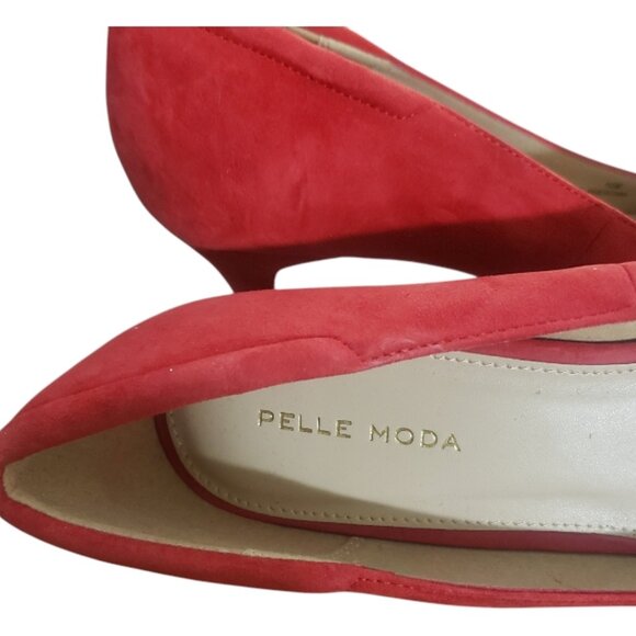 Sh109 Pelle Moda Red Suede Pumps 10 - Picture 2 of 6